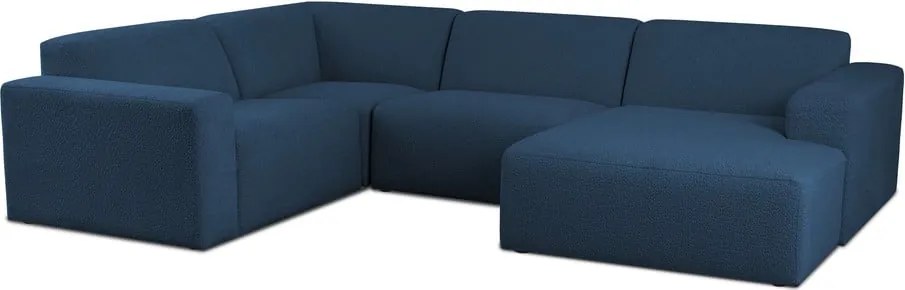 Тъмносин ъглов диван от букле ("U" форма) Roxy – Scandic