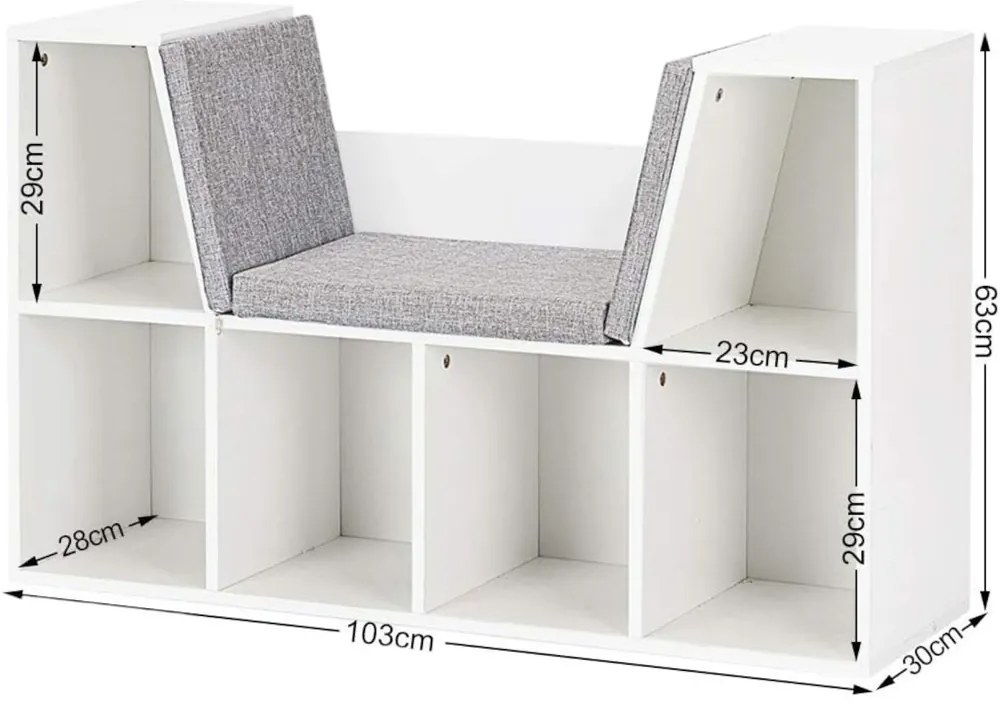 GINGER HOME Етажерка/библиотека/пейка 3в1 WHITE