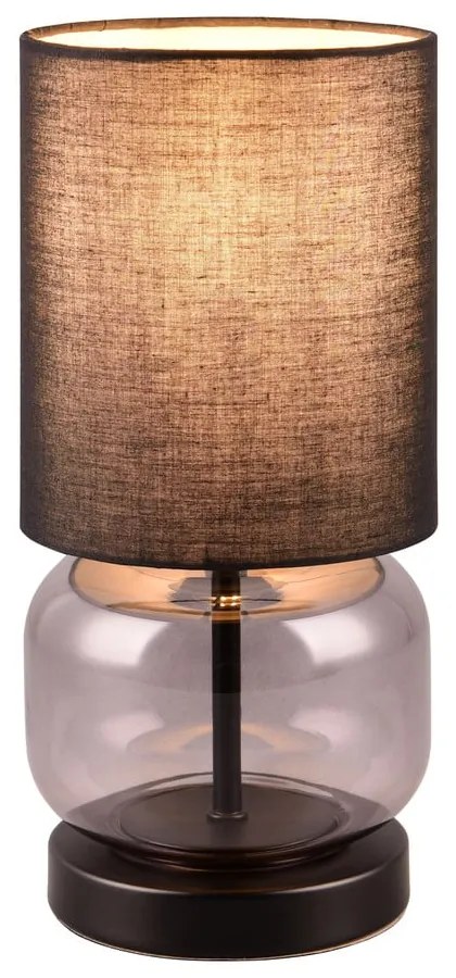 Черна и лилава настолна лампа с текстилен абажур (височина 28,5 cm) Elio - Trio