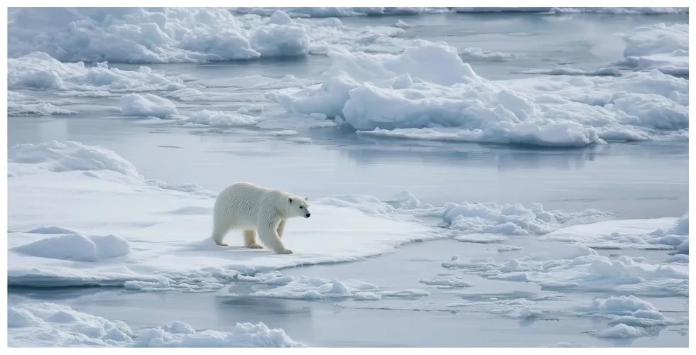 Картина на платно – Полярна мечка на ледена плоча
