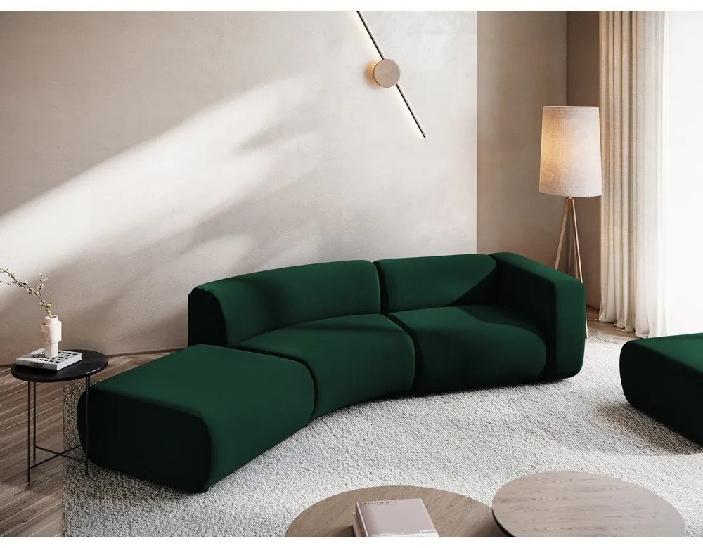 Тъмнозелен кадифен шезлонг (ляв ъгъл) Ekahi – Makamii