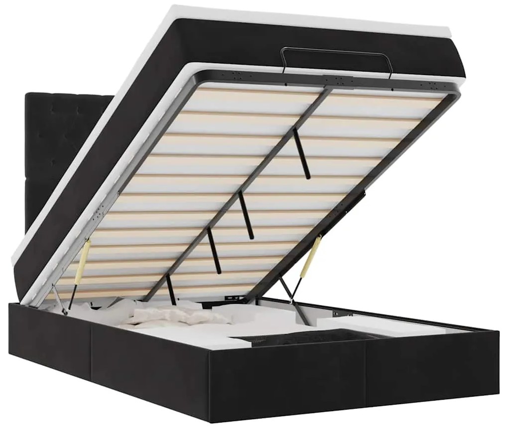 3314386 vidaXL Османска легло с матраци и LED, черно, 120x200 см, кадифе