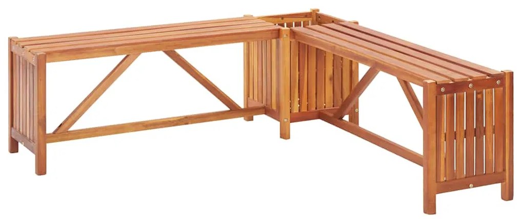 46345 vidaXL Градинска ъглова пейка с плантер, 117x117x40 cм, акация масив