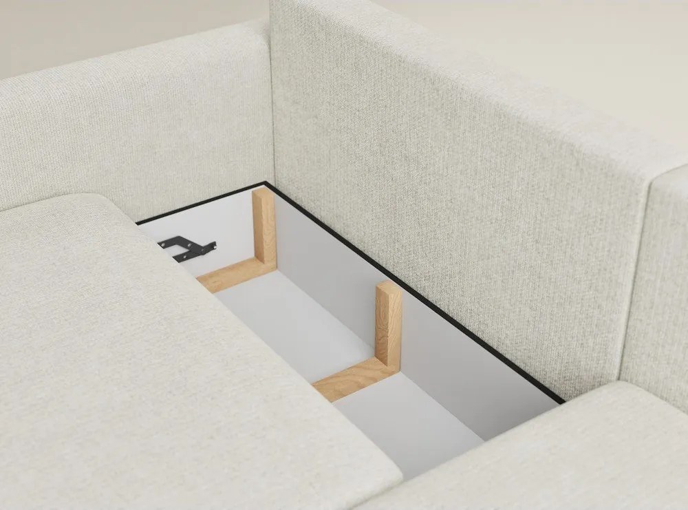 Кремав шенилов сгъваем/с място за съхранение ъглов диван (десен ъгъл) Leon – Maison de Rêve