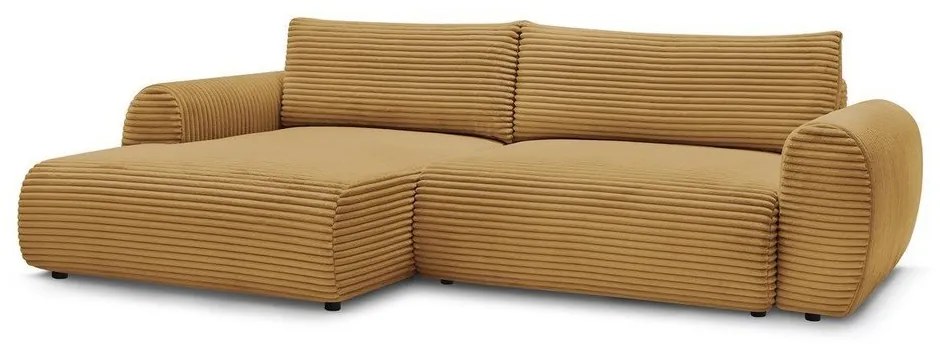 Разтегателен ъглов диван от рипсено кадифе в цвят горчица (ляв ъгъл) Lucien – Bobochic Paris