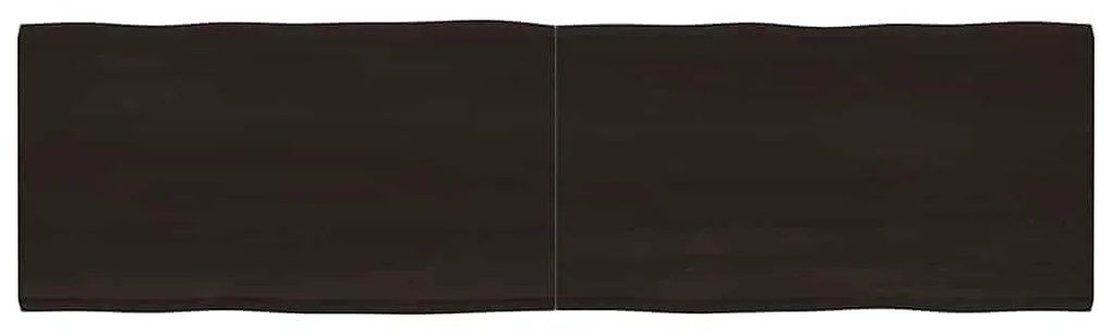 364057 vidaXL Плот за маса тъмнокафяв 220x60x(2-6) см обработен масивен дъб