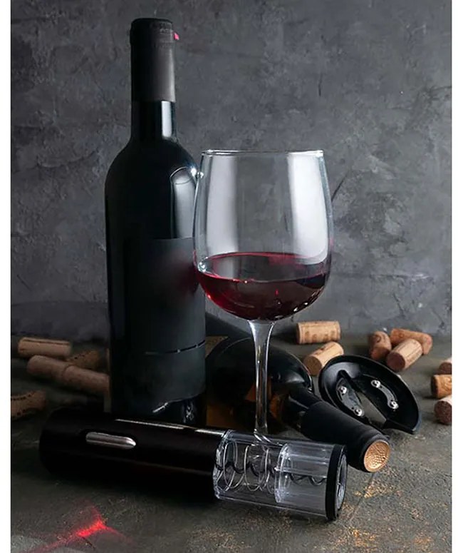 Електрически тирбушон SAPIR SP 1550 A, Резачка за фолио, Батерии, Черен