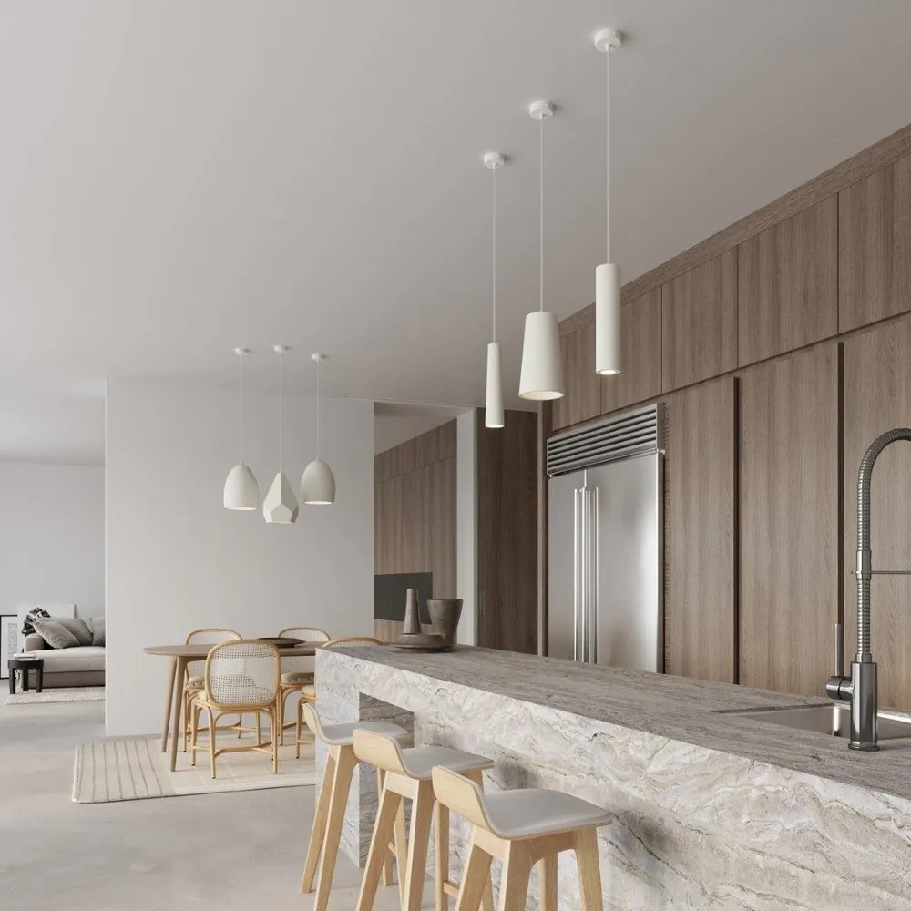 Бяло висящо осветително тяло с керамичен абажур ø 30 cm Fonsie – Sollux