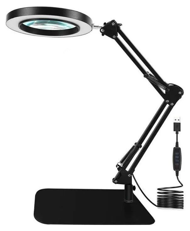 LED Димируема настолна лампа с лупа LED/11W/5V черен