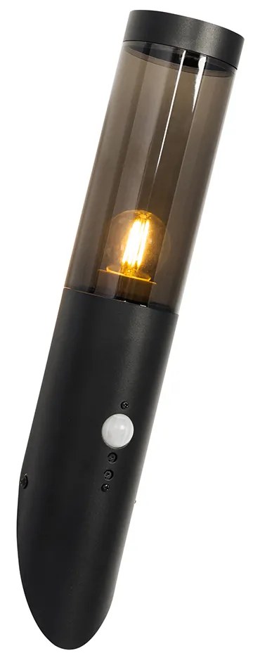 Модерна външна стенна лампа черна с датчик за движение IP44 - Rox