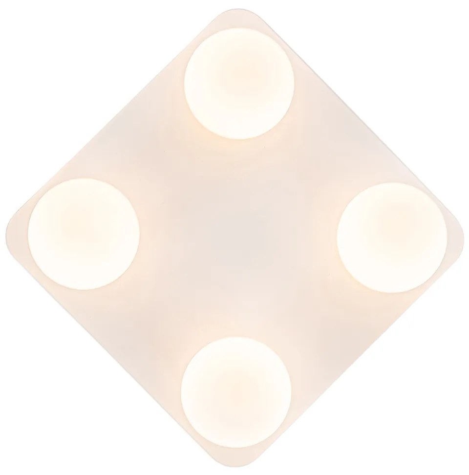 Модерна таванна лампа за баня бяла квадратна 4-лампа - Cederic