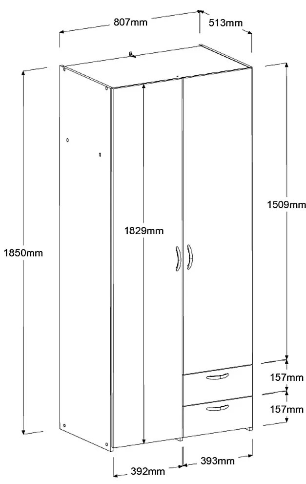 Гардероб Dorm 2-врати- Fusiko-No loft