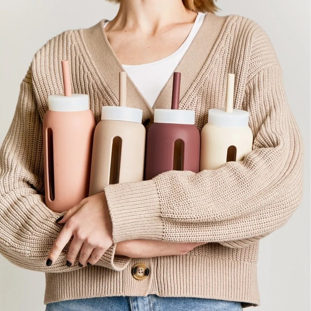 Силиконова сламка с четка за почистване и капак Pastel Lilac – Muuki