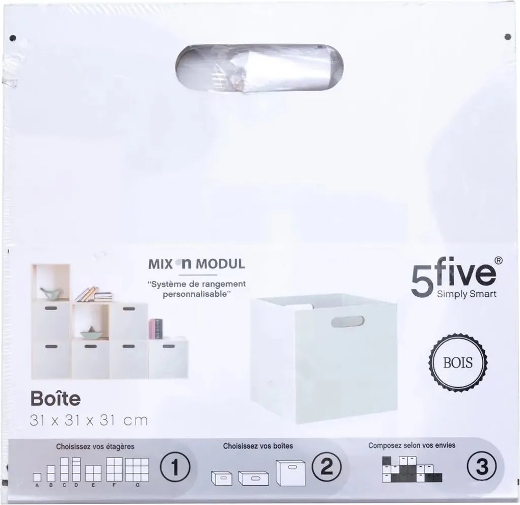 Кутия за съхранение 5five Mix & Modul, Дърво, 31x31 cm - Бял