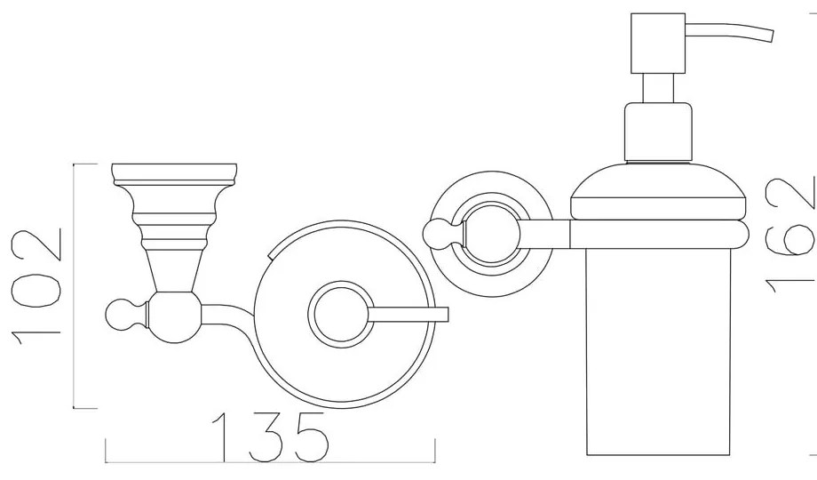 Стенна дозатора за сапун от месинг и стъкло , 200 мл Diamond - Sapho