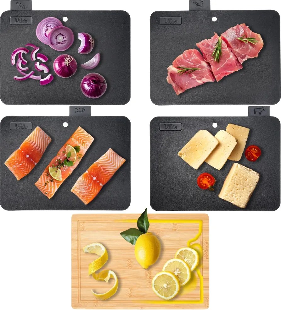 Комплект бамбукови дъски за рязане, 5 части