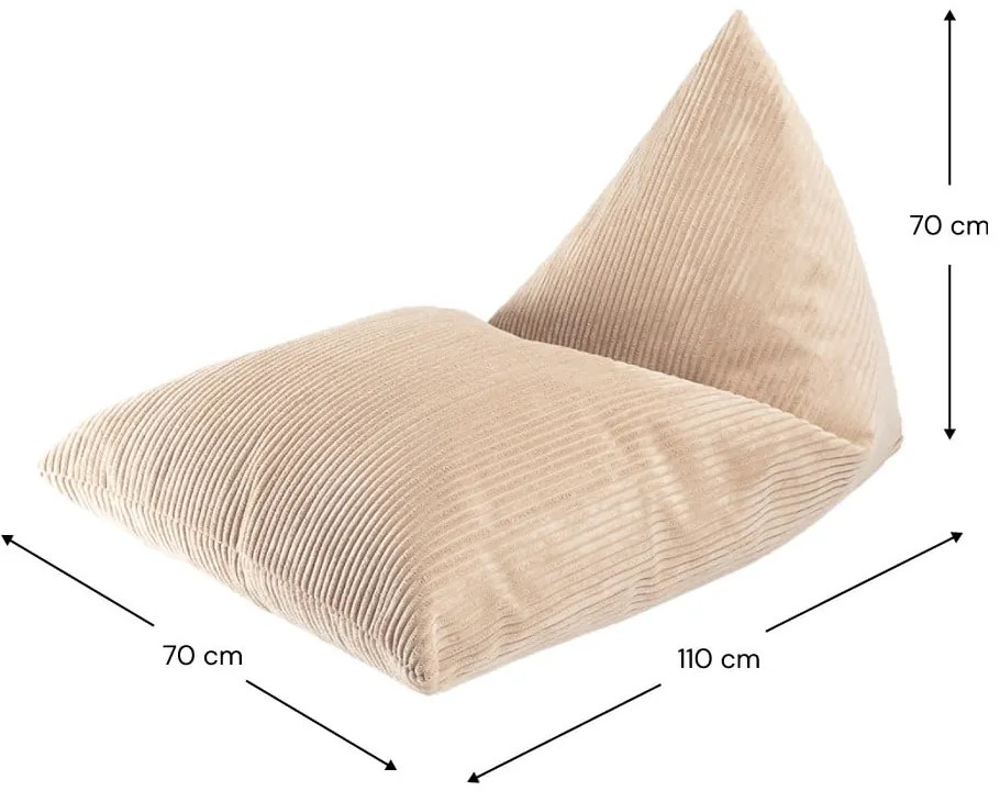 Светлокафяв детски пуф от рипсено кадифе Big Lounger – Wigiwama