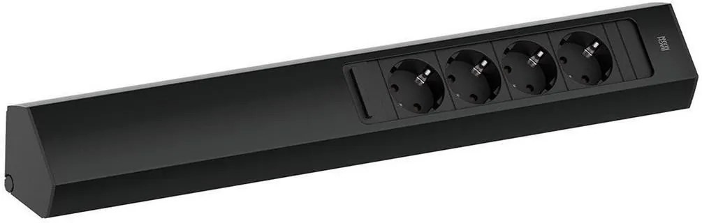 BACHMANN Модул CASIA 2 с 4x Шуко с щора, цвят ЧЕРЕН, с възможност за ъглов монтаж, захранващ кабел 2м,  - B932.104