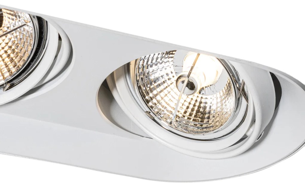 Комплект от 6 заоблени вградени спота бели GU10 70mm 2-Light - Hubs