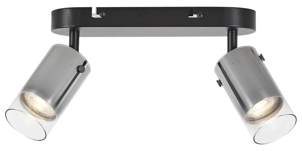 Модерен таванен прожектор Gunmetal 2-лампи Въртящ се и регулируем - Drain