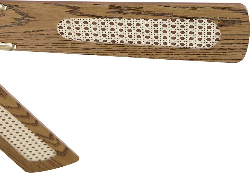 Месингов вентилатор за таван с дървесен принт и ратан 108 см с издърпващ се ключ - Mistral Lia