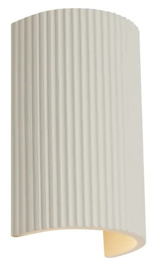 Скандинавска стенна лампа бежова полукръг 2 светлини - гипс