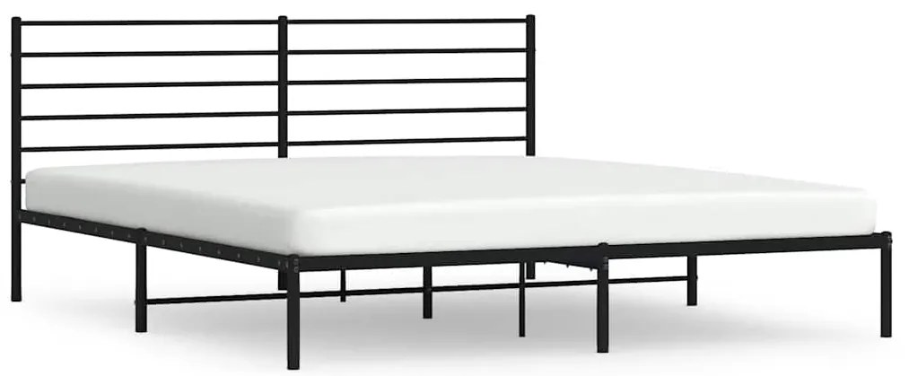 352323 vidaXL Метална рамка за легло с горна табла, черна, 180x200 см