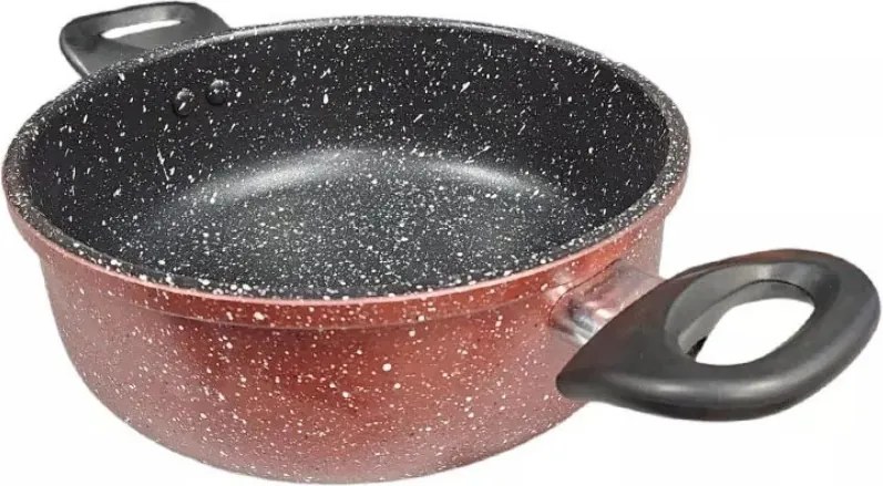 Дълбока тенджера Rosberg R51318G22D, 22 см, 4.3 л, Мраморно покритие, Индукция, Бордо меланж