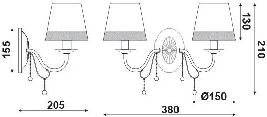 Аплик за стена Carela 2light