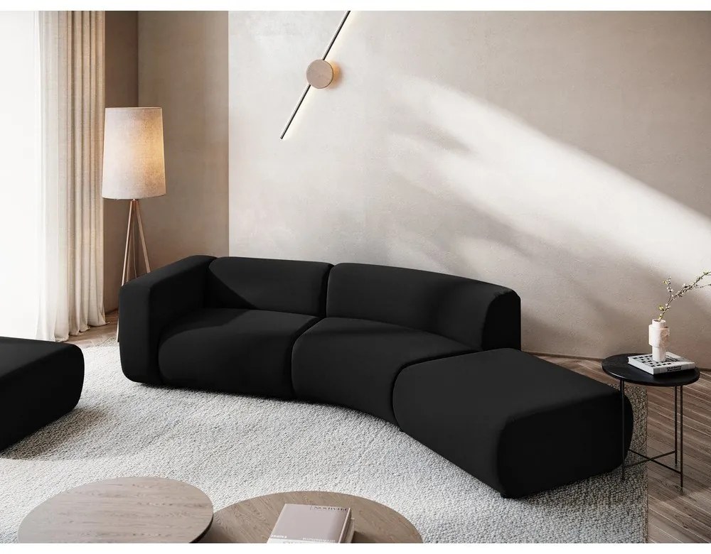 Черен кадифен шезлонг (десен ъгъл) Ekahi – Makamii