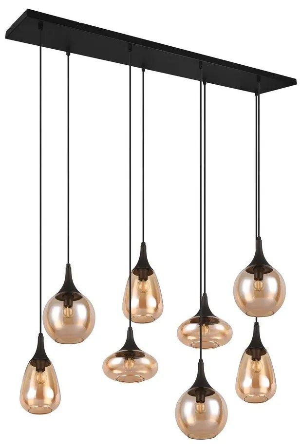 Черно-оранжева висяща лампа със стъклен абажур Lumina - Trio