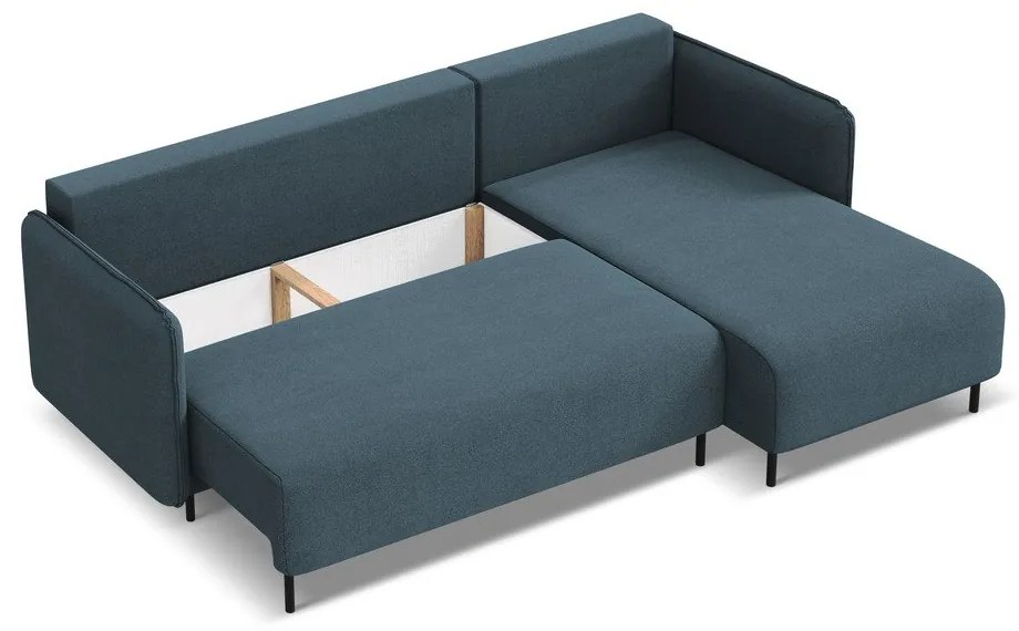 Син разтегателен ъглов диван с място за съхранение (десен ъгъл) Luana – Makamii