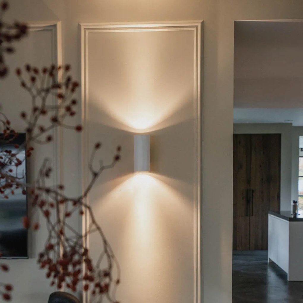 Дизайнерска стенна лампа бяла кръгла 2 светлини - Sab