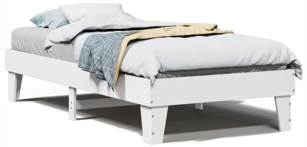 855377 vidaXL Рамка за легло без матрак, бял, 90x190 см, борово дърво масив