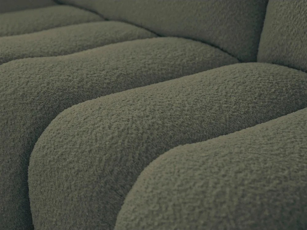 Зелен ъглов диван от прежда с примки от букле (ляв ъгъл) Azra – Bobochic Paris