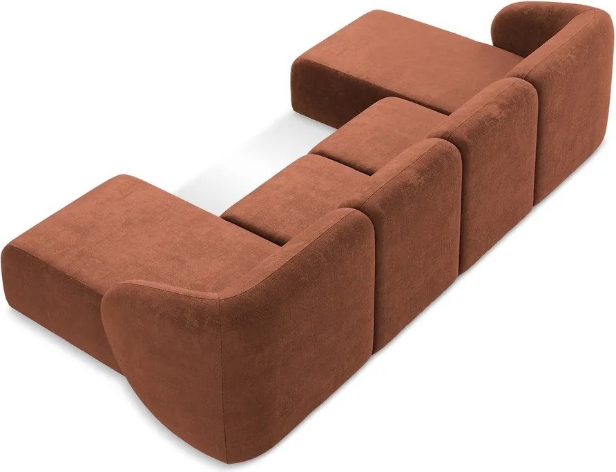 Теракотен шенилов ъглов диван (U форма) Lani – Makamii