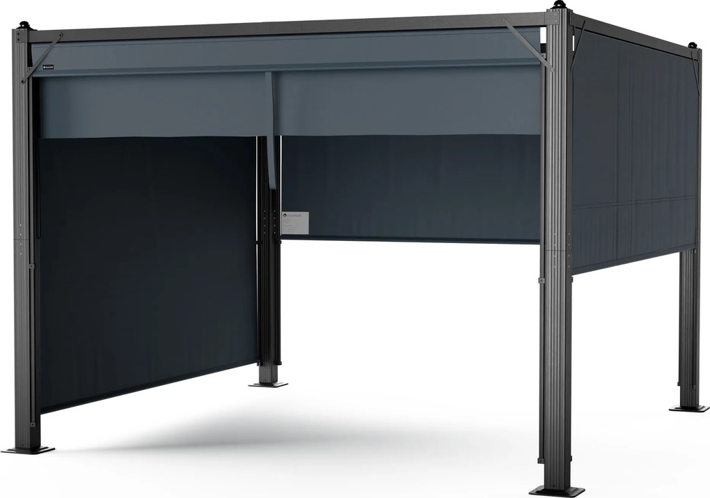 Blumfeldt Pantheon Cortina беседка 3x3 м, устойчива на атмосферните условия, алуминй, прахово боядисана, ролети