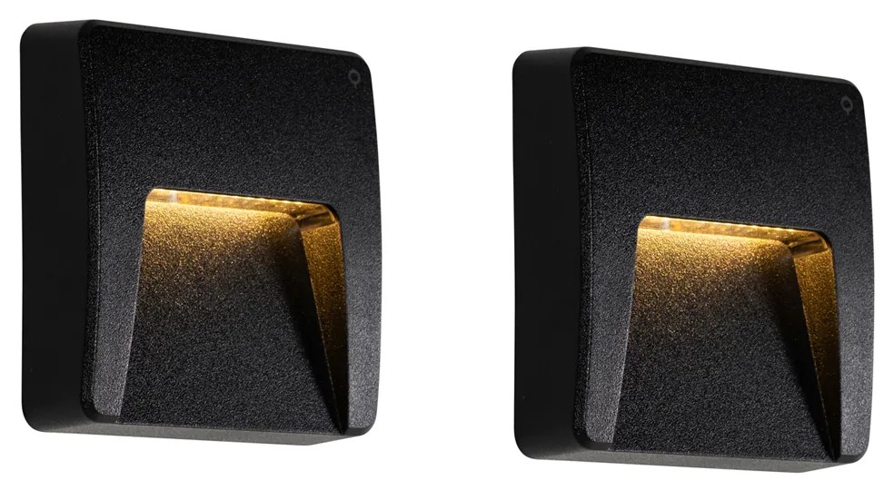 Комплект от 2 черни квадратни външни стенни лампи с LED IP65 - Gem