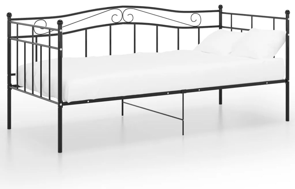 324779 vidaXL Рамка за разтегателен диван, черна, метал, 90x200 см