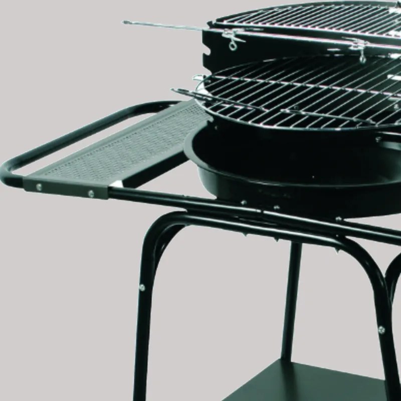 Кръгло барбекю MasterGrill MG906, 46 cm, 3 рафта, Грил шиш, 2 колела,  Емайлирана стомана, Черен