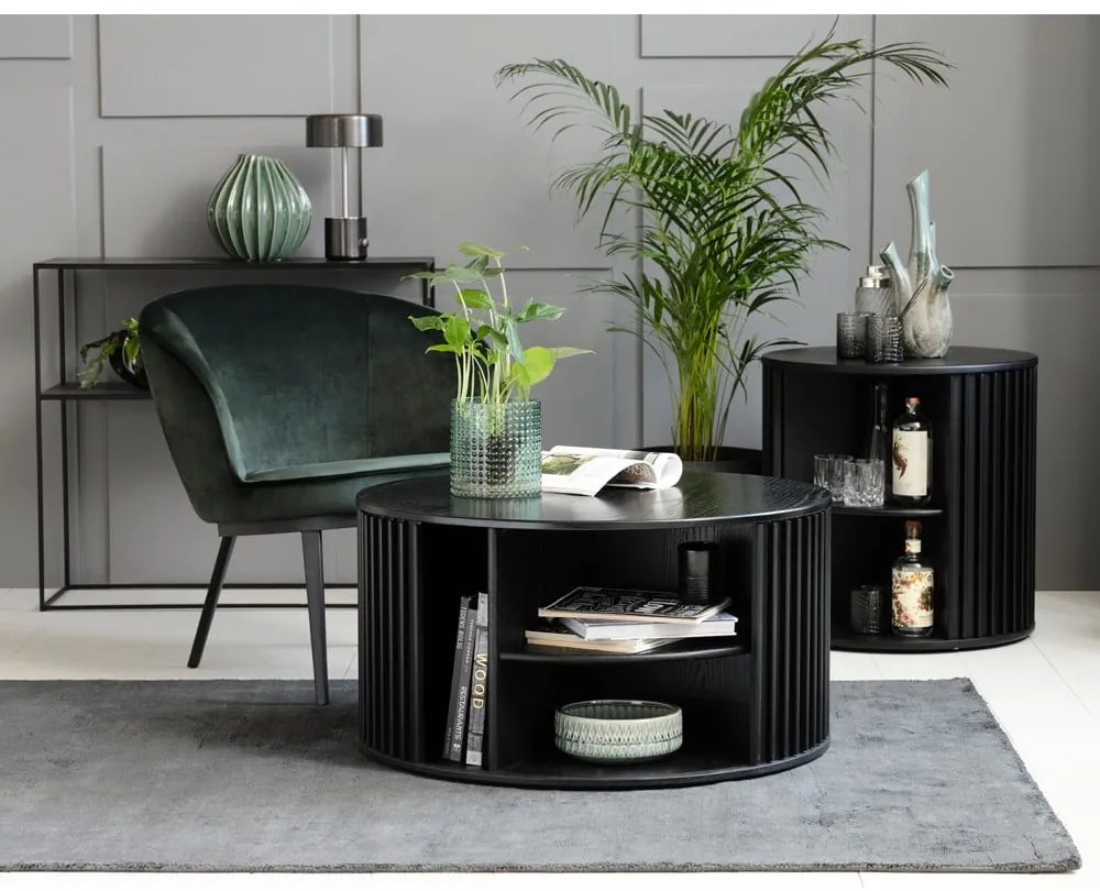 Черна кръгла маса за кафе ø 85 cm Siena - Unique Furniture