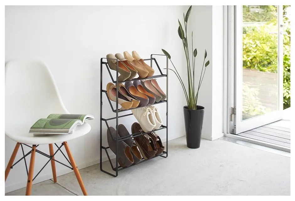 Черна етажерка за обувки с 4 нива Frame - YAMAZAKI