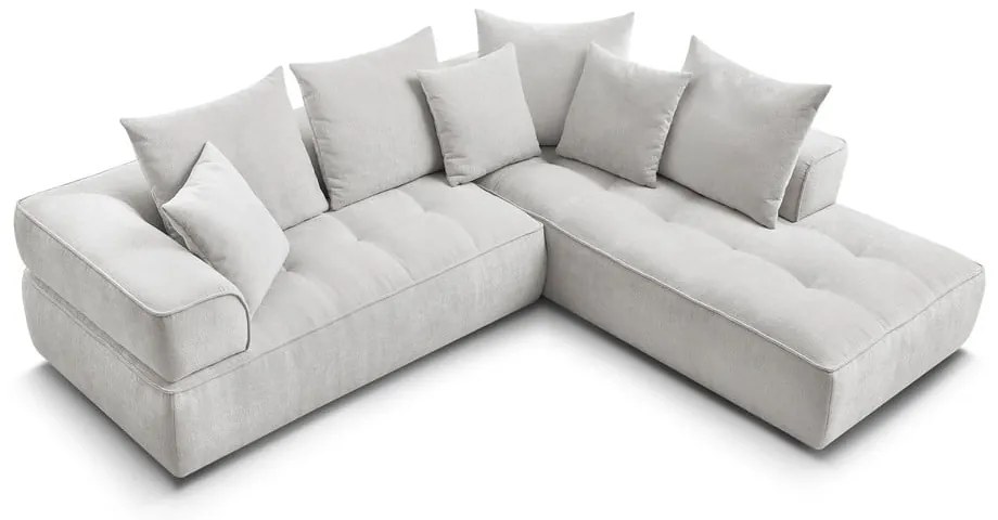 Светлосив шенилов ъглов диван (десен ъгъл/L форма) Whesley – Bobochic Paris