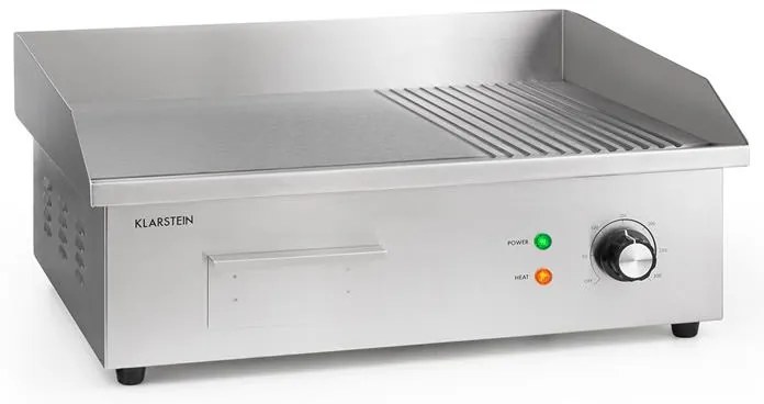 Klarstein Grillmeile 3000GR, електрическа скара, 3000 W, плоча за скара, 54.5 x 35 см, гладка/ребра