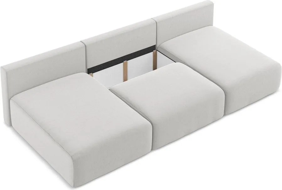 Светлосив кадифен сгъваем/с място за съхранение ъглов диван (U форма) Kalena – Makamii