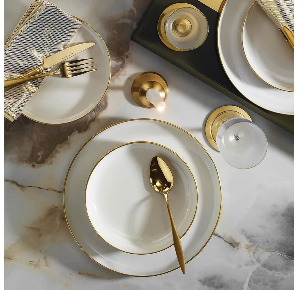 Комплект за хранене 16 части бял/златен/порцелан