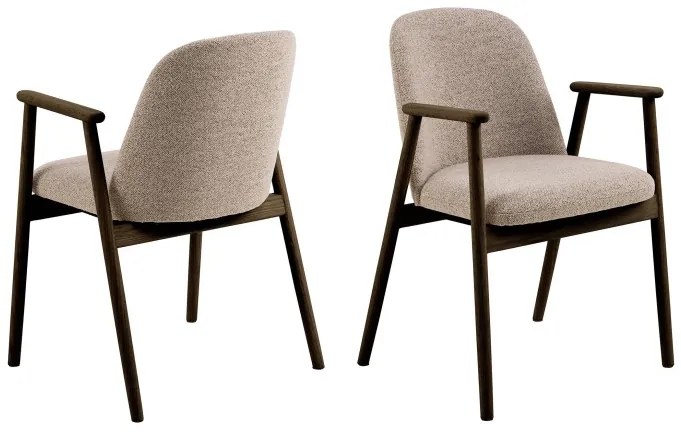 РОДЭРИЦ Ляттэ Бэигэ (тъкан Монза 60)/рамка от лакиран опушен дъб (цвят орех) - ДЪРВЕН СТОЛ БУКЛЕ РЕТРО