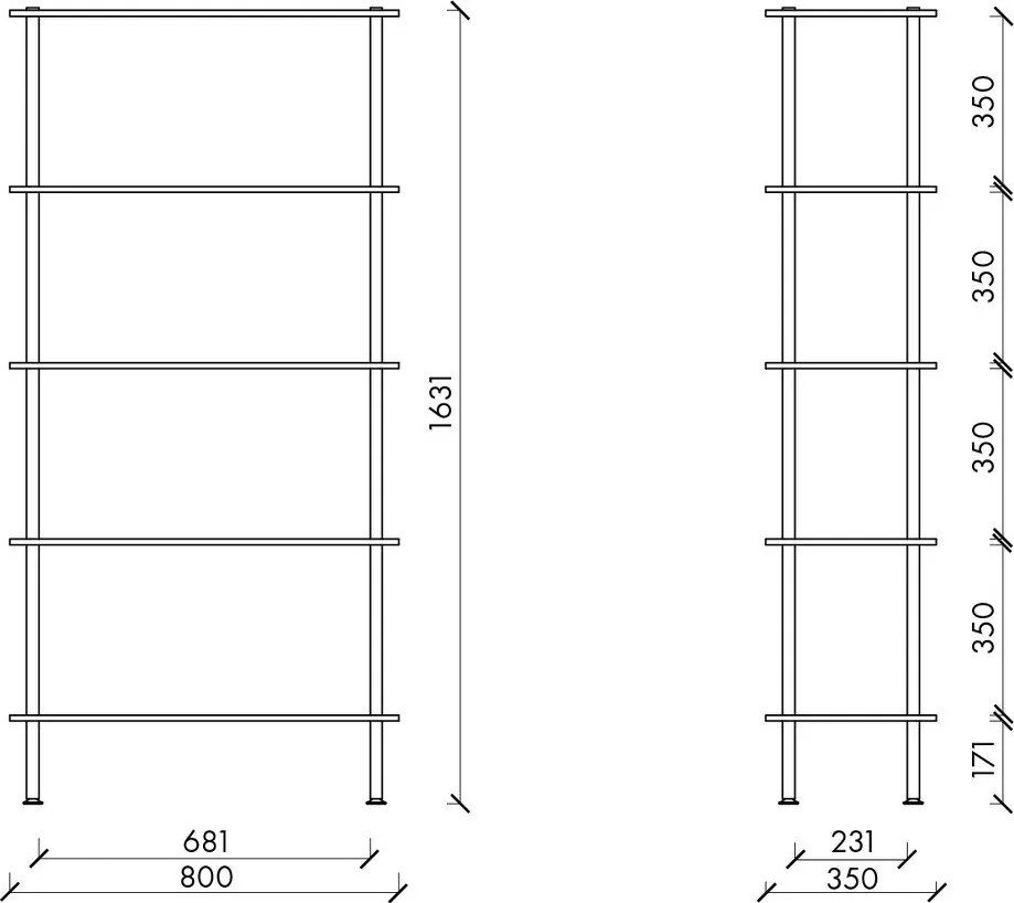 Син стелаж от декор от дъб 80x163x35 cm Teidi – noo.ma