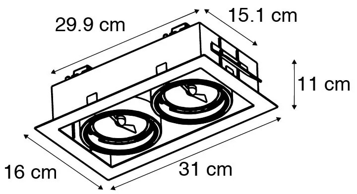Вграден прожектор черен AR111 регулируем 2-светлина - Oneon