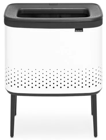 Кош за пране Brabantia Bo 1004174, 60 л, Пълнене без отваряне, Вентилационни отвори, Регулируеми крачета, Бял